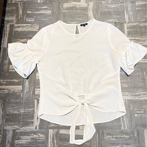 Michel Studio White Tie-Front Blouse